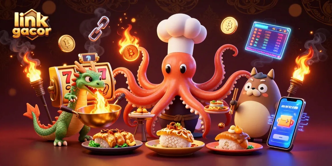 Engage with link slot gacor and enjoy dynamic 3D casino illustration featuring characters and slot elements.
