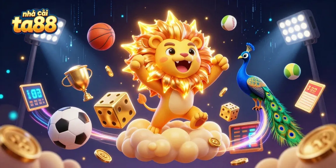 Experience the excitement of nhà cái ta88 with iconic casino characters in a vibrant 3D scene.