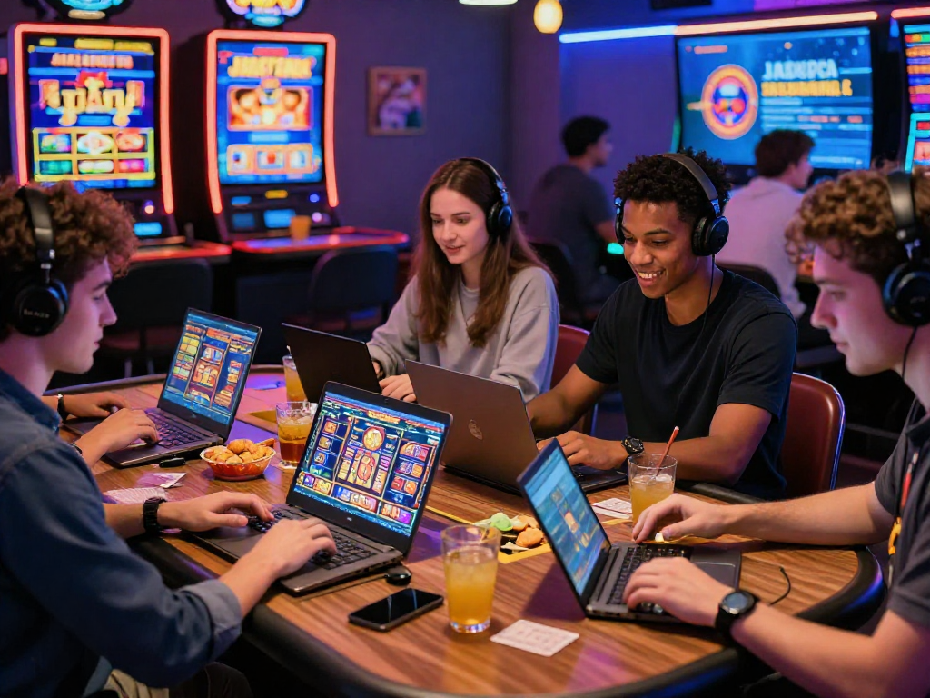 Exciting scene of UK players enjoying USA casinos for UK players with interactive games and vibrant atmosphere.