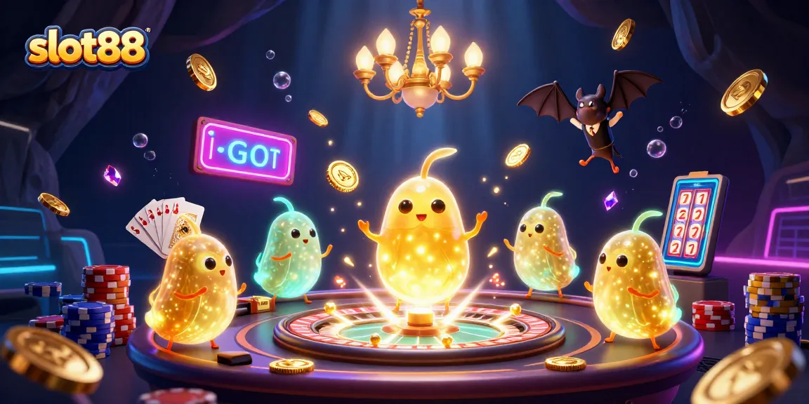 Play exciting slot88 games in a vibrant casino lit by glowworms with cascading golden coins.