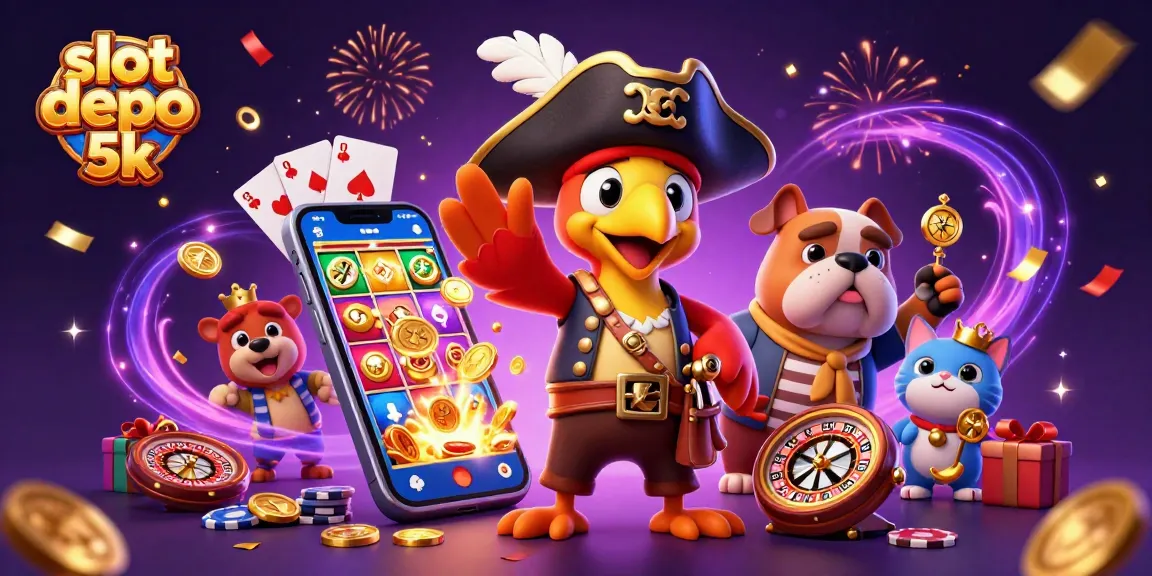 Experience the excitement of slot depo 5k with a vibrant 3D scene featuring pirate-themed gaming characters.