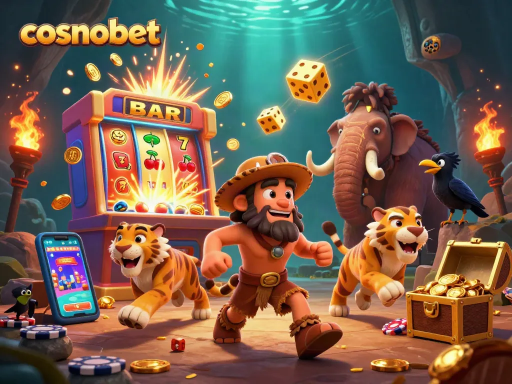 Join the excitement at cosmobet's prehistoric casino with dynamic gaming action and vibrant visuals.