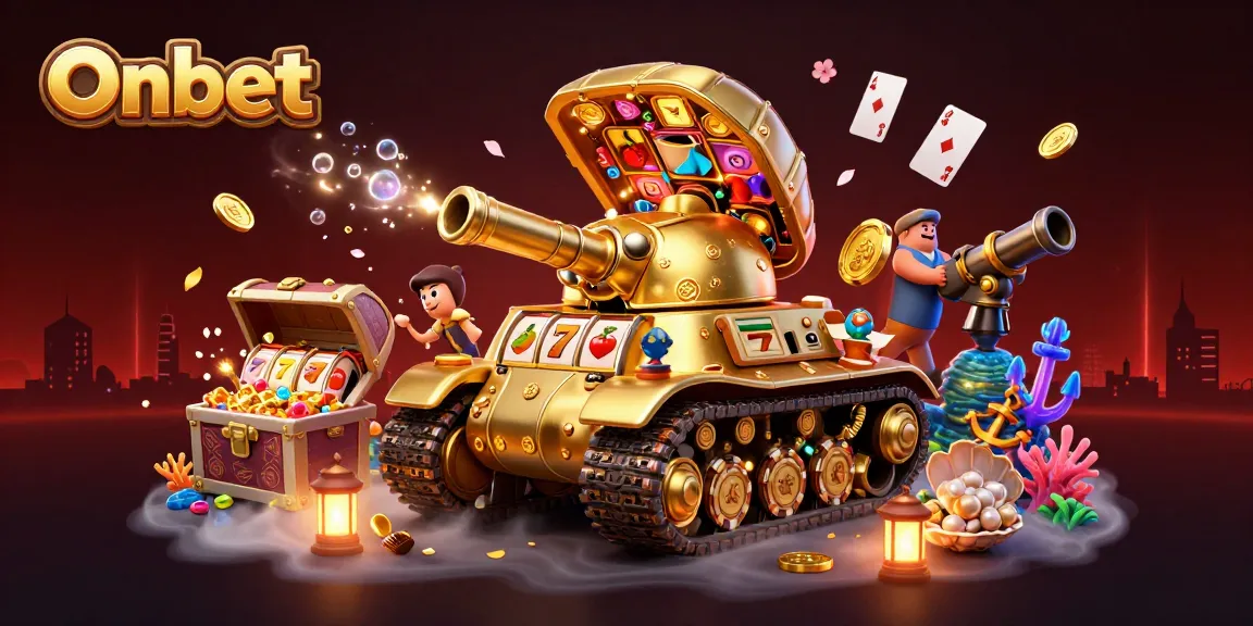 Engage in vibrant gaming activities with Onbet featuring a spectacular golden beetle tank casino.