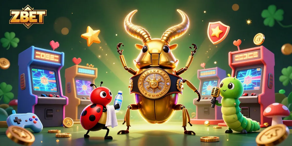 ZBET presents an exciting arcade-like scene with a boxing champion stag beetle facing off under casino lights.