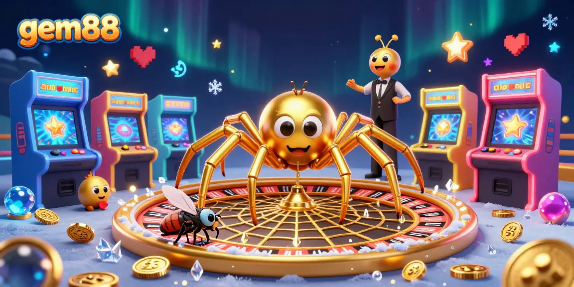 Experience gem88's thrilling atmosphere with vibrant casino elements and dynamic characters in an engaging 3D illustration.